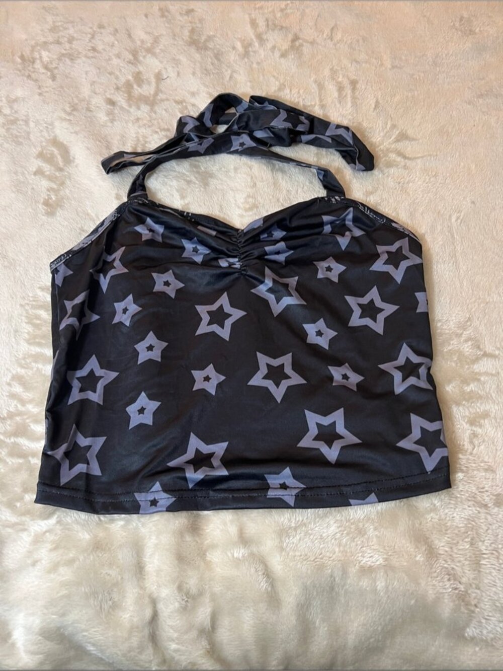 Black Star Halter Crop Top - Unbranded